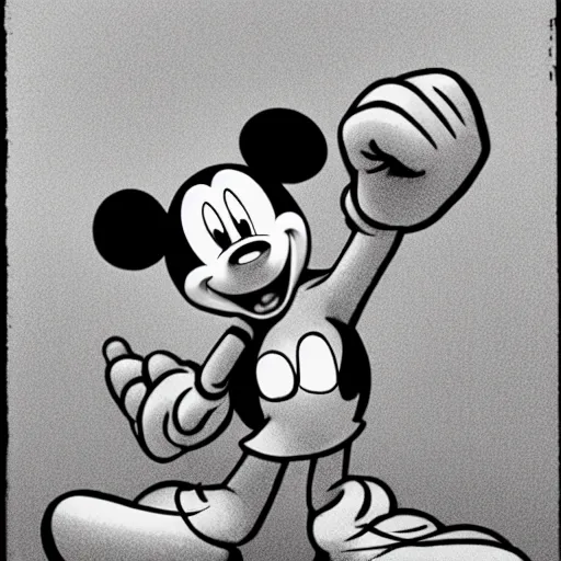 Prompt: extremely muscular Mickey Mouse
