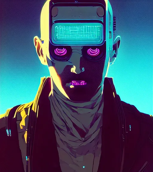 Image similar to cyberpunk synth - wave highly detailed portrait man cyberpunk, by atey ghailan, by greg rutkowski, by greg tocchini, by james gilleard, by joe fenton, by kaethe butcher, dynamic lighting, gradient light blue, brown, blonde cream and white color scheme, grunge aesthetic