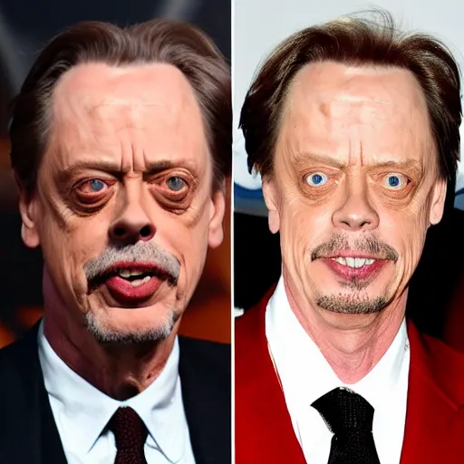 Prompt: steve buscemi turning into arnold schwarzeneggar