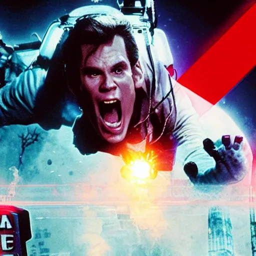 Image similar to Live Action Still of Jerma in Ghostbusters, real life, hyperrealistic, ultra realistic, realistic, highly detailed, epic, HD quality, 8k resolution, body and headshot, film still