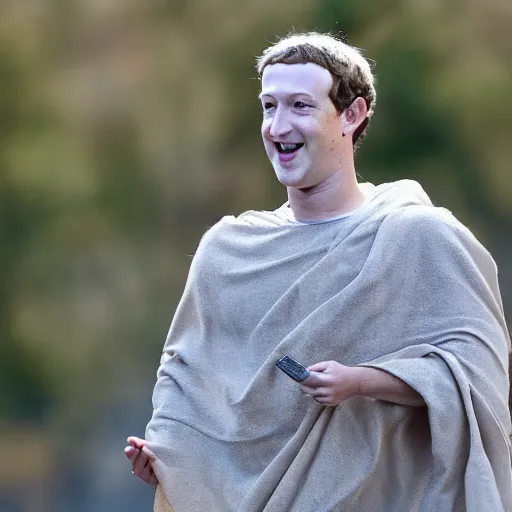 Image similar to mark zuckerberg wearing a roman toga