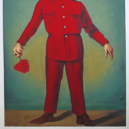 Prompt: communist clown portrait, soviet propaganda painting, vivid colors