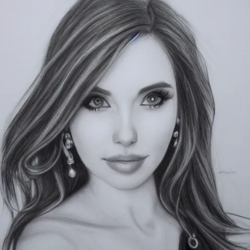 Image similar to amouranth pencil art, highly detailed