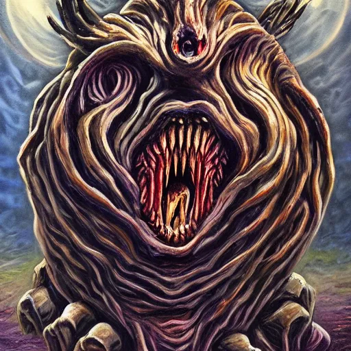 Prompt: Returnal creature monster oil painting fantasy epic, dark, creepy