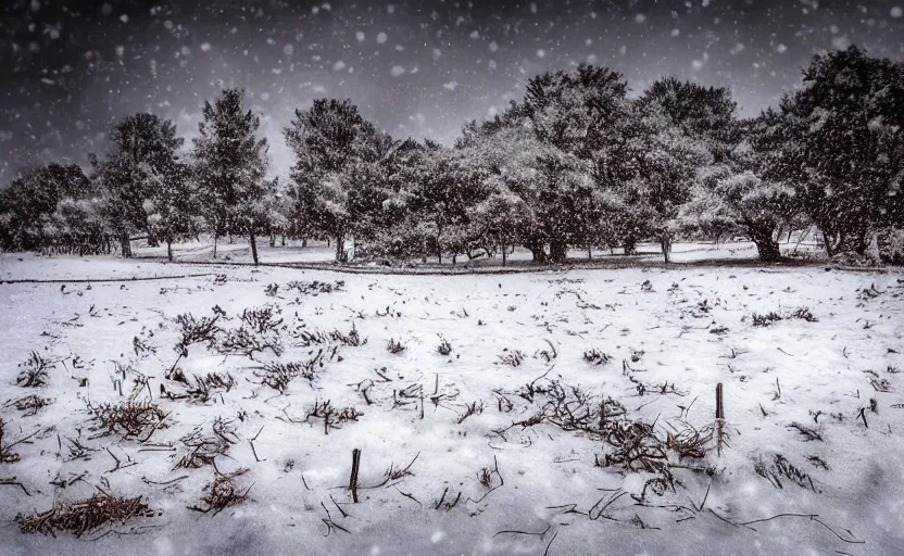 Image similar to “snowy halloween, HD photograph, award winning”