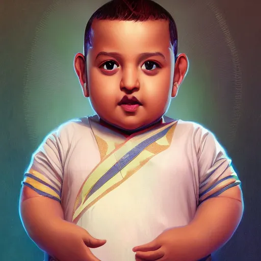 Prompt: symmetry portrait of chubby baby dj khaled, elegant, highly detailed, digital painting, artstation, concept art, smooth, sharp focus, illustration, art by artgerm and greg rutkowski and alphonse mucha