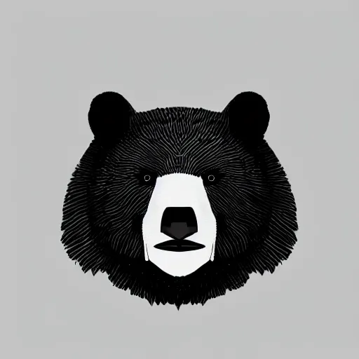 Image similar to a black and white image of a bear's head, an album cover by Yasutomo Oka, reddit contest winner, sots art, official art, black background, wallpaper