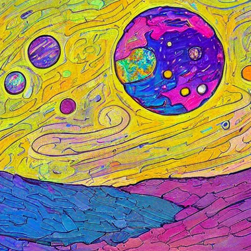 Prompt: Dreaming of outer space, by Erin Hanson, lofi colors