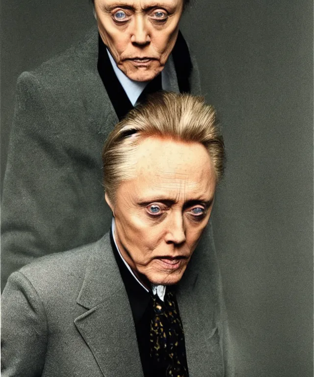 Prompt: a color photograph of christopher walken, by annie leibovitz and thomas ruff, platinum blond, intense, bold, exaggerated, overblown, ultra sharp, extra details, ultra high quality, trending on pinteresst