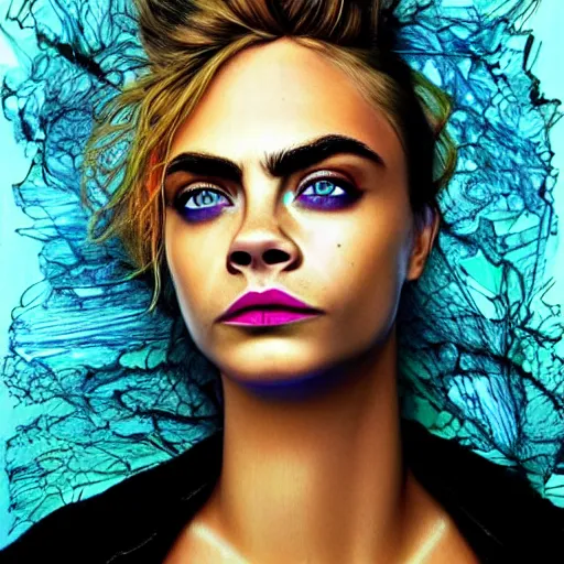 Image similar to hyper - realistic portrait of cara delevingne, 8 k, photo, art by david lachapelle