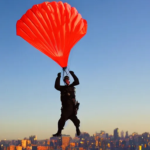 Image similar to parachuting man holding a porcupine