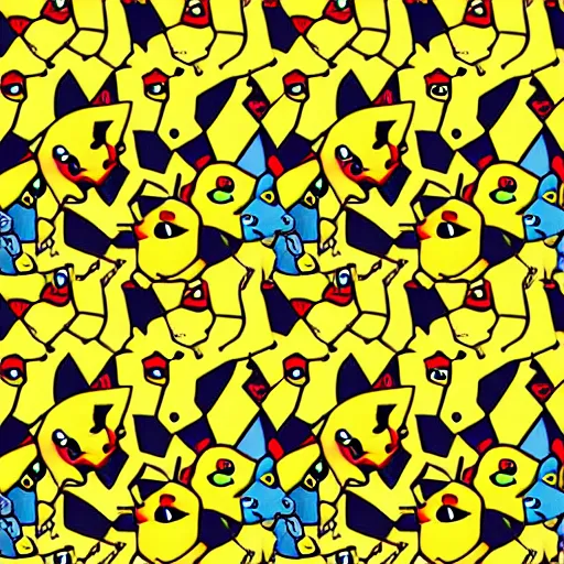 Image similar to pikachu repeating pattern , detailed