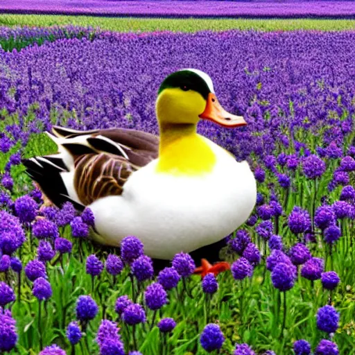 Image similar to Cute duck in a field of flowers