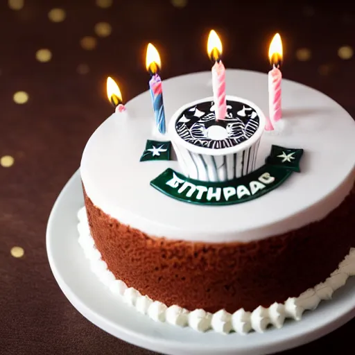 Image similar to photograph birthday cake with starbucks theme, dslr photography