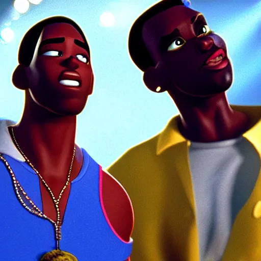 Image similar to a cinematic still of the Pixar version of Paid in Full (2002) epic lighting, shallow depth of field