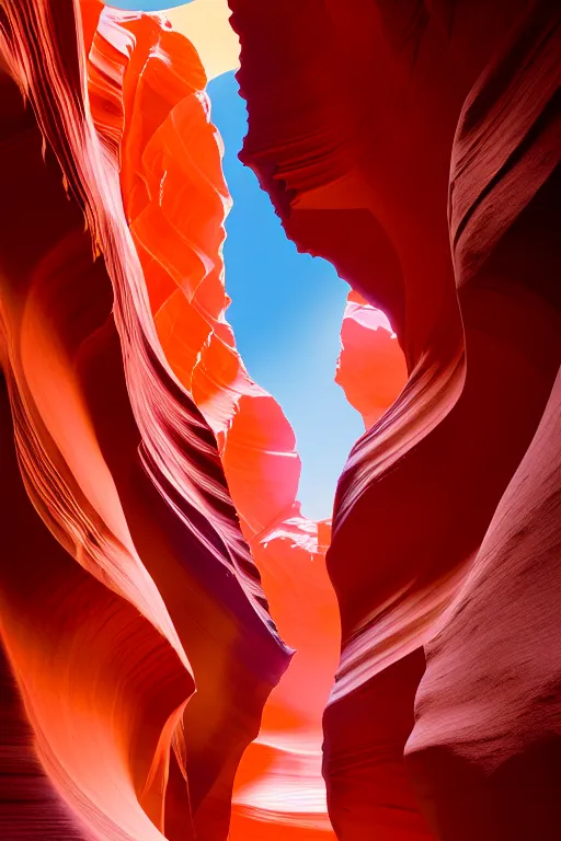 Image similar to antelope canyon paining by hollis porter and bruce pennington, cinematic matte painting, 8 k, dark color palate