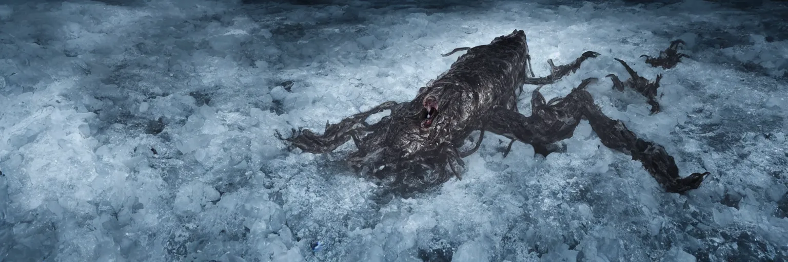 Image similar to photo of A (gigantic) monster trapped under the ice