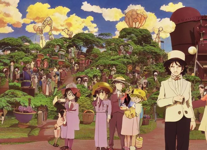 Prompt: film still of Willy Wonka's and the Chocolate Factory Artwork by Dice Tsutsumi, Makoto Shinkai, Studio Ghibli