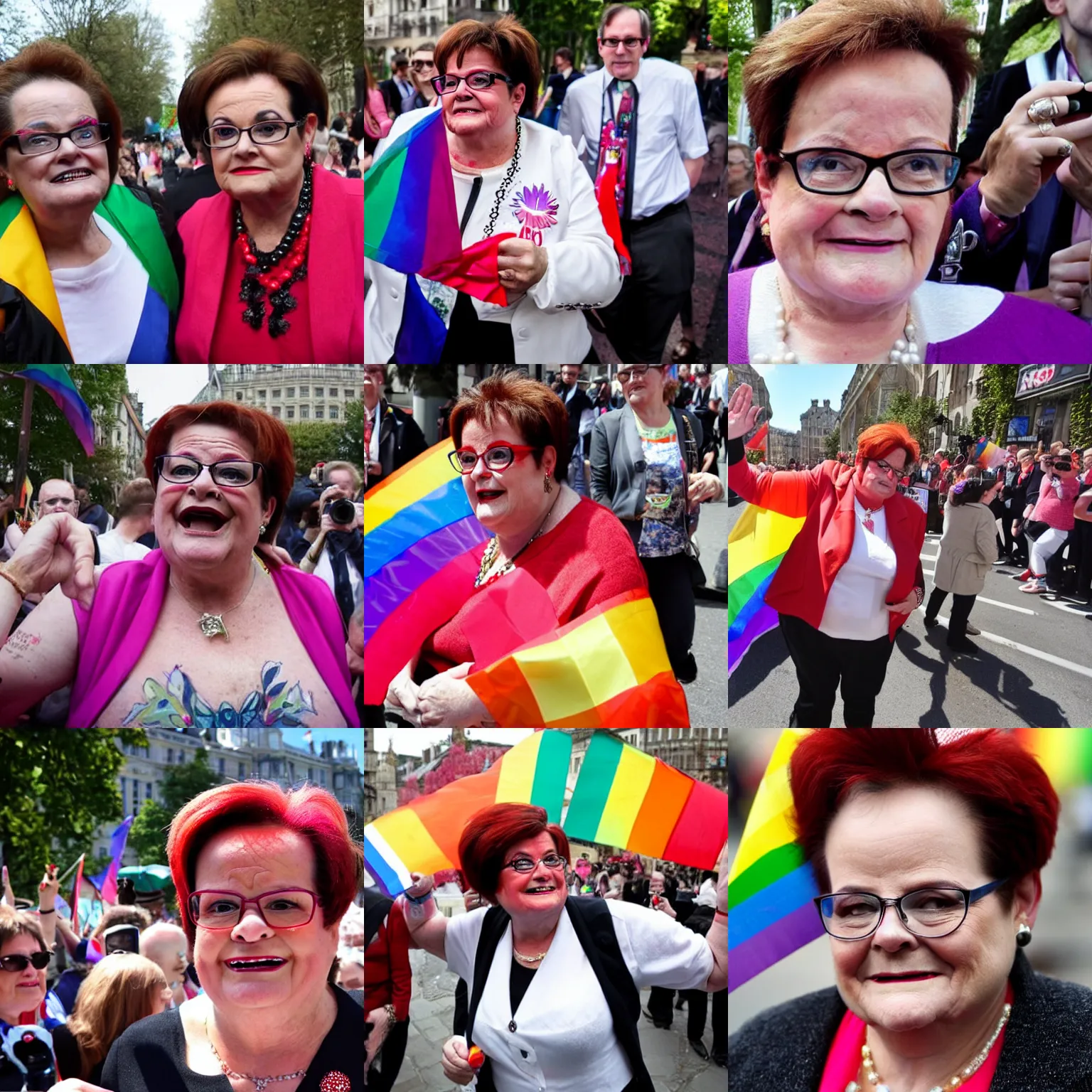 Prompt: Christine Boutin at the lgbt pride