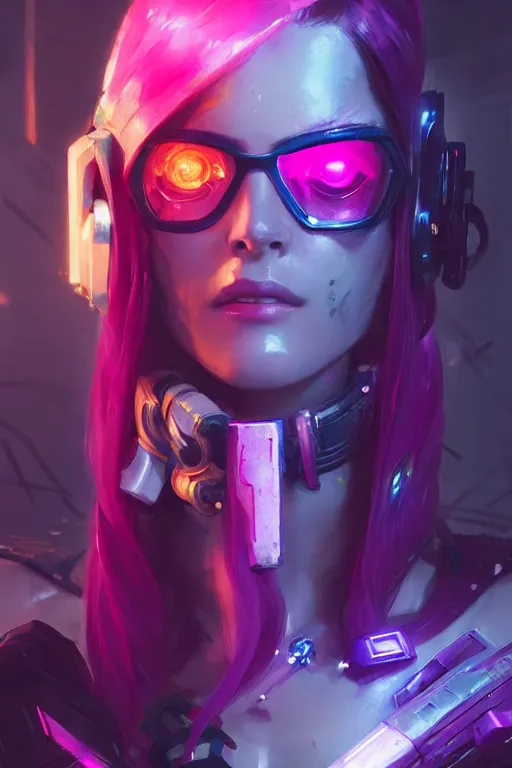 Image similar to caitlyn from league of legends, cyberpunk futuristic neon. decorated with traditional japanese ornaments by ismail inceoglu dragan bibin hans thoma greg rutkowski alexandros pyromallis nekro rene maritte illustrated, perfect face, fine details, realistic shaded, fine - face, pretty face