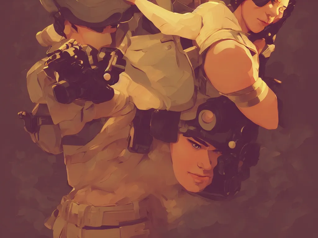 Image similar to soldier smooth face median photoshop filter cutout vector behance hd by artgerm, jesper ejsing, by rhads, makoto shinkai and lois van baarle, ilya kuvshinov, rossdraws, illustration, art by ilya kuvshinov and gustav klimt