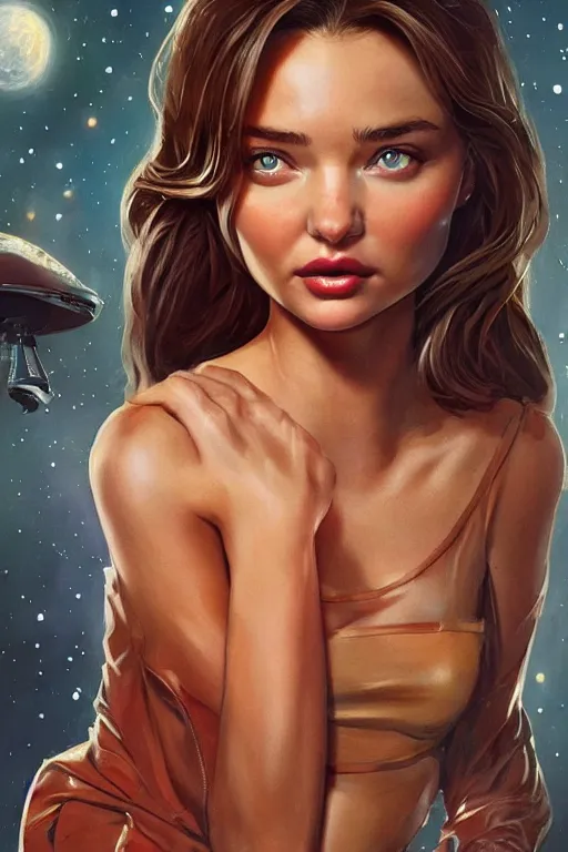 Prompt: movie poster of miranda kerr starting in a 80s horror movie, space themed, highly detailed, digital painting, artstation, concept art, smooth, sharp focus, illustration, art by artgerm and greg rutkowski