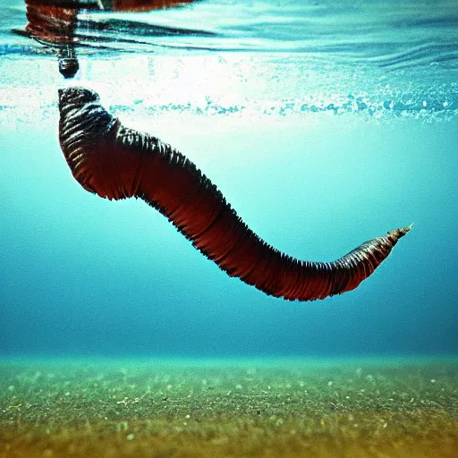 Image similar to worm walking in a sky underwater