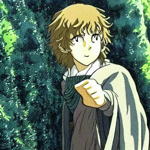 Prompt: peregrin took from the anime lord of the rings (1986), studio ghibli, very detailed, realistic