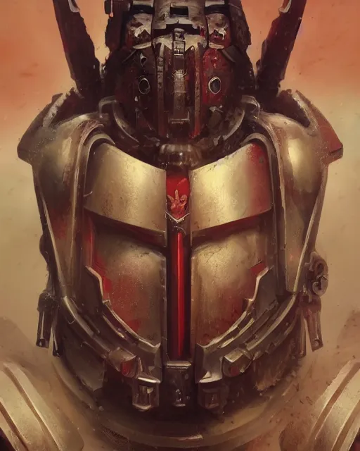 Image similar to hyper realistic portrait of heroic warhammer 4 0 k android head, cinematic, chaos marine, khorne, emperor, slaanesh, artstation, cgsociety, full head and shoulders, greg rutkowski, james gurney, mignola, craig mullins, brom redshift, vray, octane