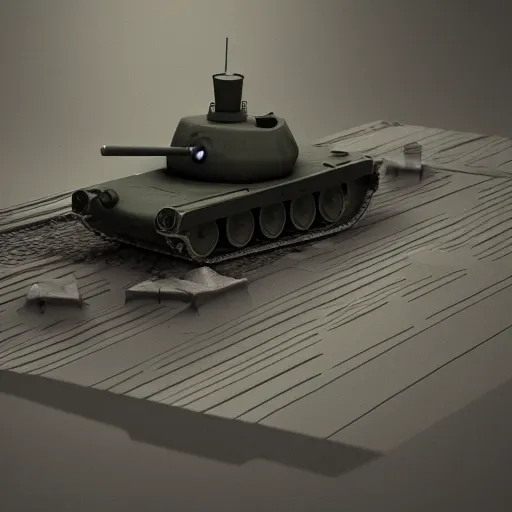 Image similar to a tank driving across a chessboard, 3 d render, 8 k, octane, artstation