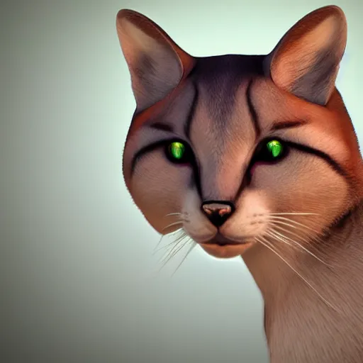 Prompt: colorful anthromorphic cat portrait detailed photorealistic character concept 3d render