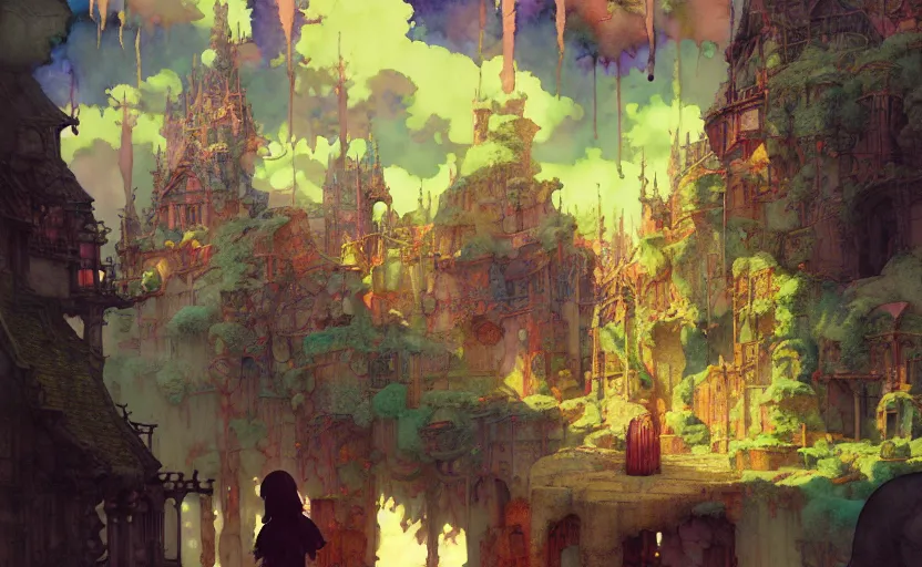 Image similar to alchemy laboratory, fantasy. intricate, amazing composition, colorful watercolor, by ruan jia, by maxfield parrish, by marc simonetti, by hikari shimoda, by robert hubert, by zhang kechun, illustration, gloomy