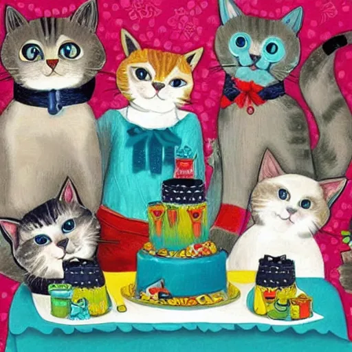 Prompt: cats party