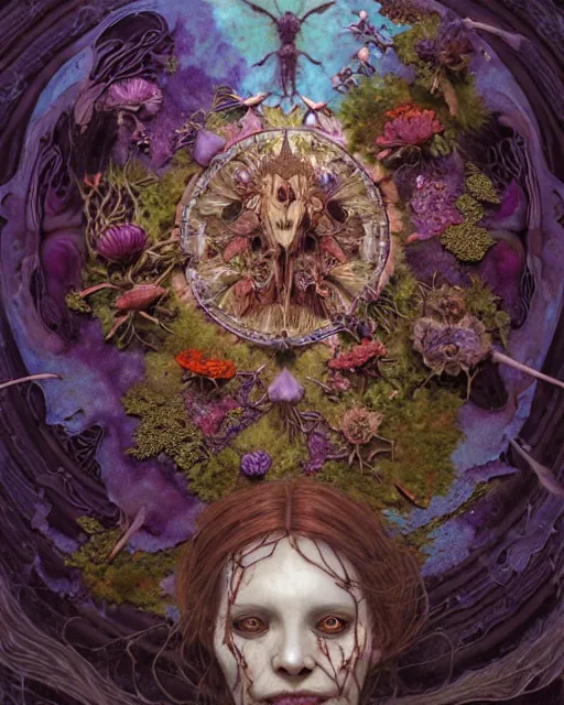 Prompt: the platonic ideal of flowers, rotting, insects and praying of cletus kasady carnage davinci dementor wild hunt chtulu mandelbulb mandala ponyo dinotopia the witcher, d & d, fantasy, ego death, decay, dmt, psilocybin, concept art by randy vargas and greg rutkowski and ruan jia and alphonse mucha