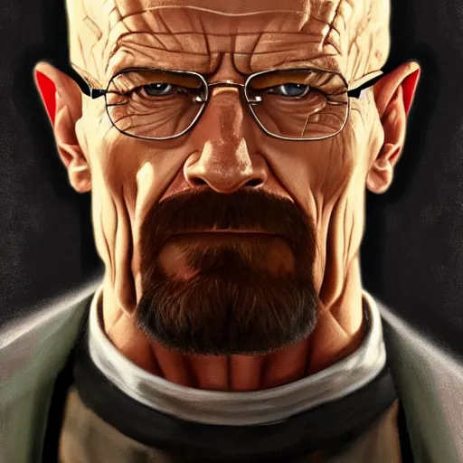 Image similar to the ultimate gigachad, incredibly muscular walter white, walter white with chiseled jawline, trending on / r / moreplatesmoredates, oil on canvas artstation by j. c. leyendecker and edmund blair leighton and charlie bowater octane render