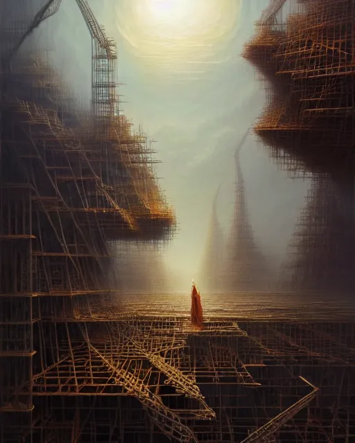 Image similar to a hyper - detailed 3 d render like a oil painting of the construction of a unified theory, surrealism!!!!! surreal concept art, lifelike, photorealistic, digital painting, aesthetic, smooth, sharp focus, artstation hd, by greg rutkowski, bruce pennington, valentina remenar and asher duran,