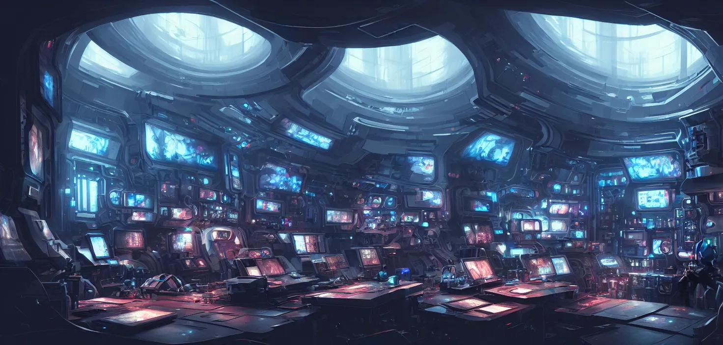 Image similar to a hyper detailed octane render concept art by xision wu, kerem beyit, sandara tang portrait of cyberpunk panel control spaceship room, dim lighting, detailed portraits, unreal engine 5, highly rendered,, digital painting, artstation, concept art, smooth, sharp focus perfect horizontal, symmetry illustration, detailed and intricate environment artstation hq