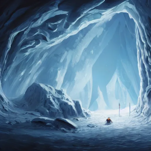 Image similar to ice cave, digital paintting, artstation, high quality