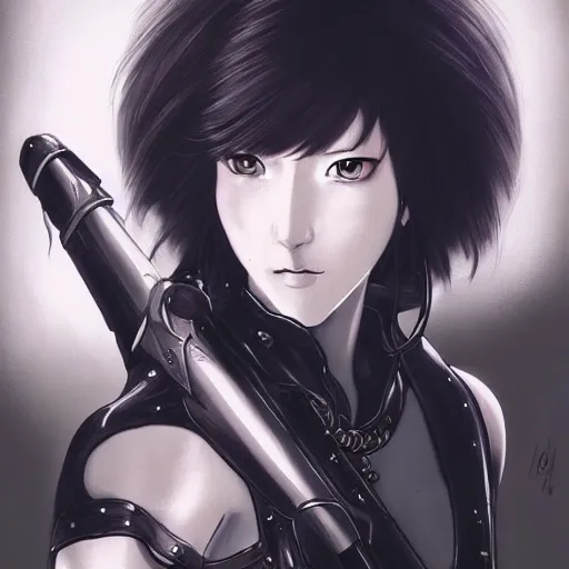 Prompt: portrait of motoko kusanagi, baroque style, elegant, beautiful, mesmerizing, concept art, highly detailed, artstation, behance, deviantart, inspired by innocent manga, inspired by castlevania concept art, trending, ayami kojima, shinichi sakamoto