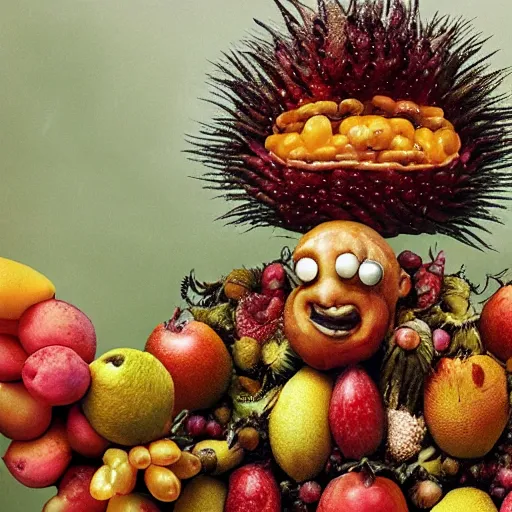 Image similar to giuseppe arcimboldo, fruit monster, new scifi movie