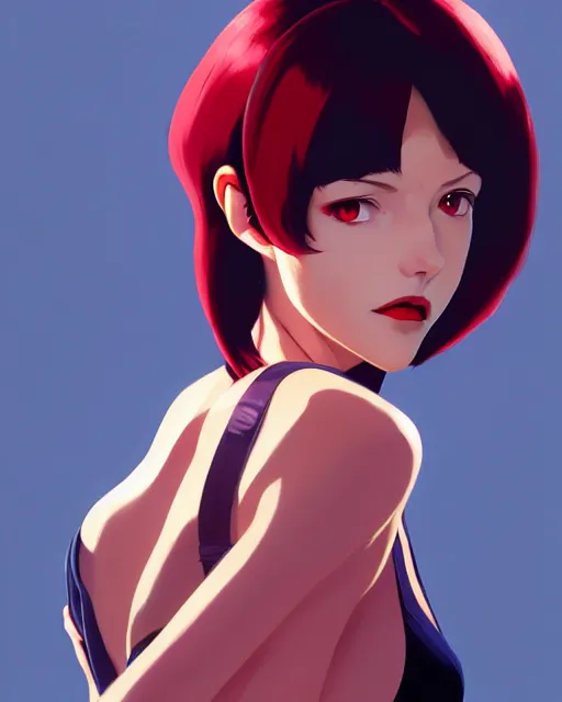 Image similar to faye valentine from cowboy bebop | | fine detail!! anime!! realistic shaded lighting!! poster by ilya kuvshinov katsuhiro otomo ghost - in - the - shell, magali villeneuve, artgerm, jeremy lipkin and michael garmash and rob rey