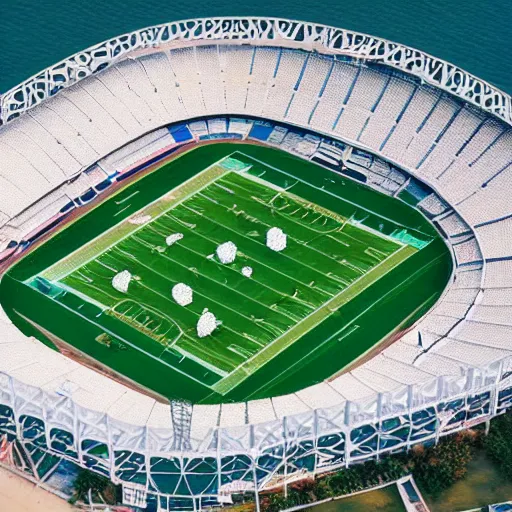 Image similar to top view of football stadium above ocean