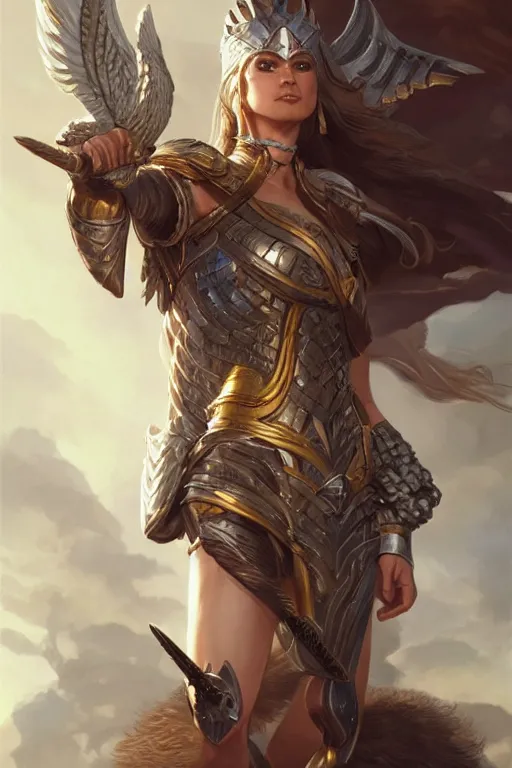 Image similar to amazon valkyrie athena, d & d, fantasy, portrait, highly detailed, headshot, digital painting, trending on artstation, concept art, sharp focus, illustration, art by artgerm and greg rutkowski and magali villeneuve