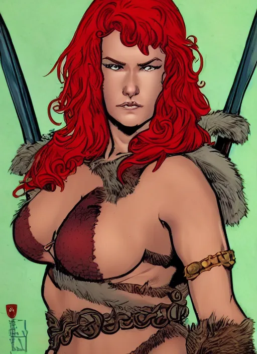 Image similar to a portrait of red sonja