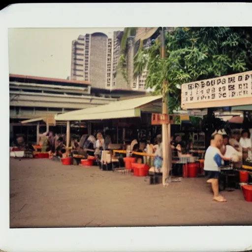 Image similar to A polaroid photo of a hawker centre