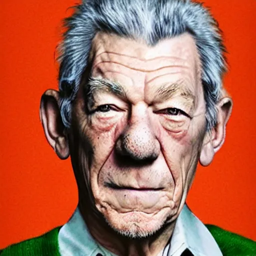 Image similar to a portrait of ian mckellen in the style of frog and toad