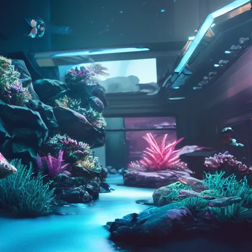 Prompt: a fish tank galaxy, trending on artstation, 4 k, 8 k, unreal engine, octane render, highly detailed, high quality