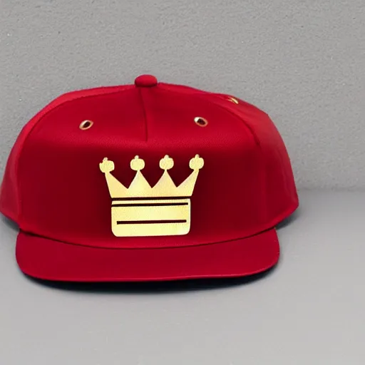 Prompt: gold crown on king duck in red king wear