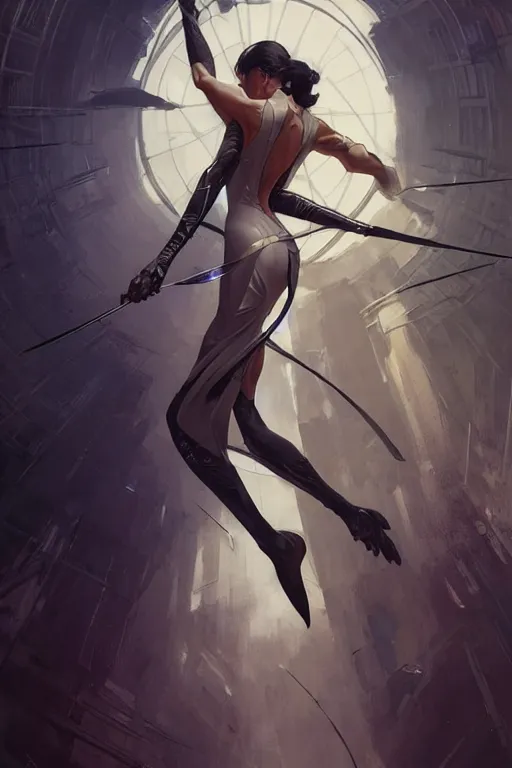 Image similar to elegant punisher aeon flux gown profile picture by greg rutkowski, dynamic pose, intricate, futuristic, fantasy, elegant, by stanley artgerm lau, greg rutkowski, thomas kindkade, alphonse mucha, loish, mugler, norman rockwell,