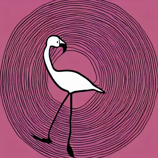 Prompt: minimal minimalist one single continuous line flamingo abstract